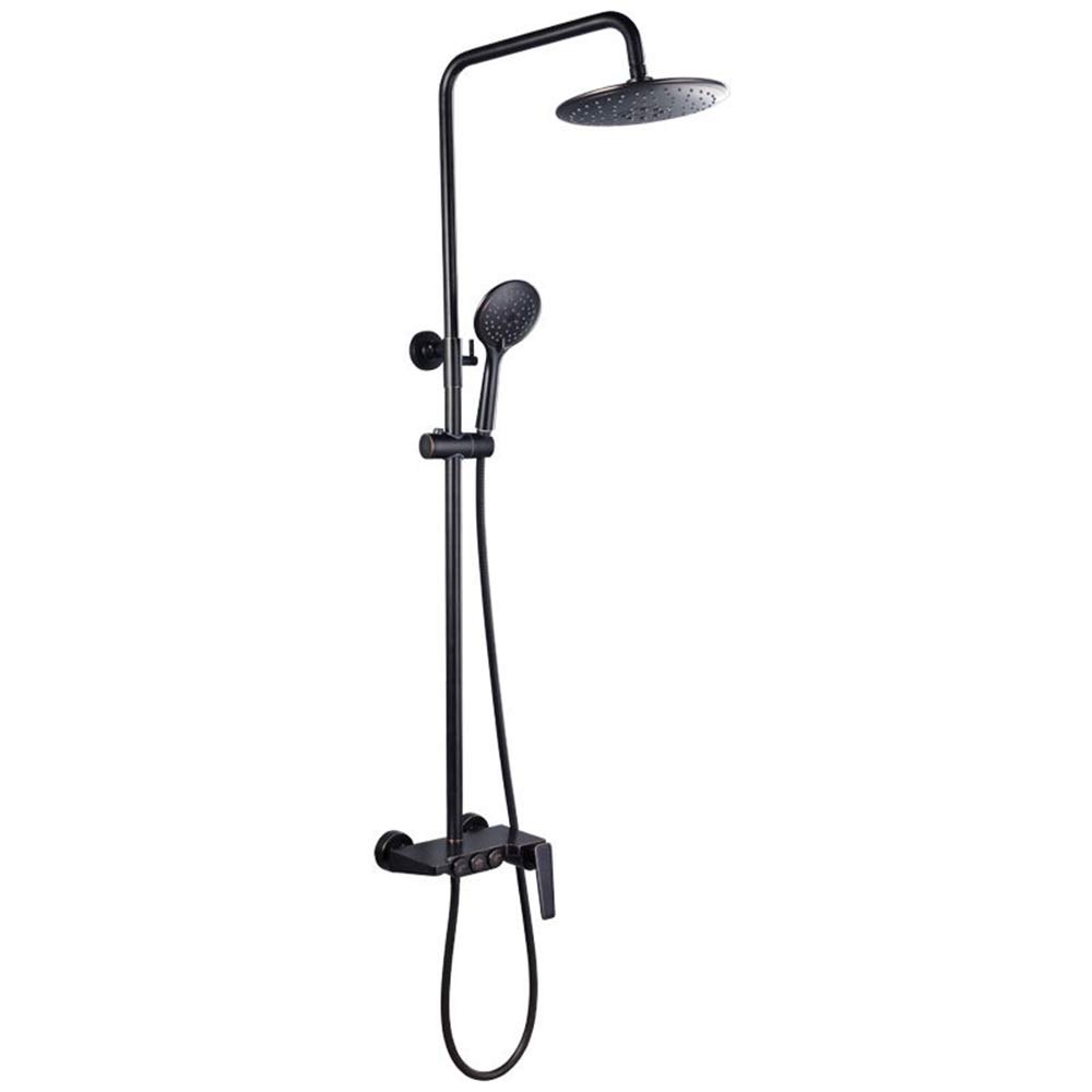 SWENEEN Handheld Showerhot And Cold Water Shower System,Bathroom Button Shower Combo Set,Multifunctional Shower Faucet Set With Rain Shower Head,Hand Shower,Bathtub Faucet,Black,Black