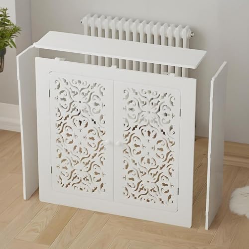 Decoration Radiator Cover for Home White Modern Radiator Covers Steam Heating Cabinet Shelf Heater Shelve Hide Cluttered Pipes for Living Room Bedroom Bathroom(L19.7xH23.6xW5.9in)