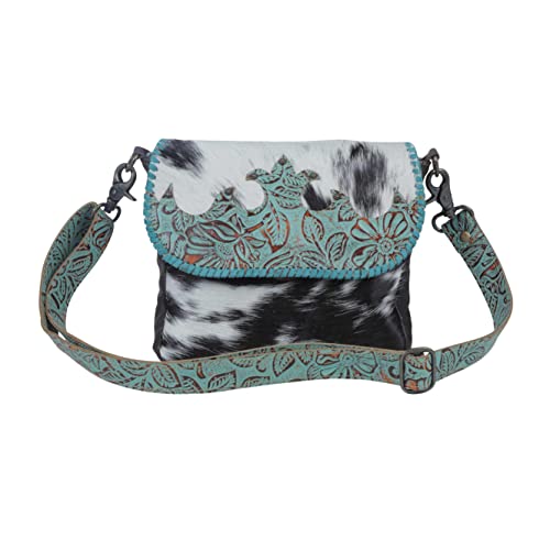 Myra Bag Turquoise Fleurs Leather & Hairon Bag S-3826