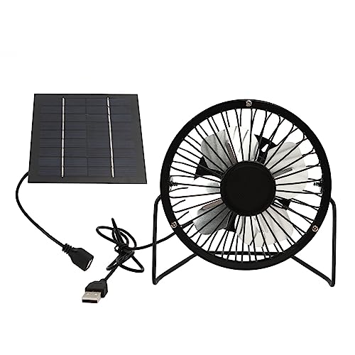 Msiud Mini Ventilador Accionado por Panel Solar, USB Proyectos de Ventilación de Invernadero Escape Usado Cable de Interruptor de Entrada Portátil Motor Exterior Operado por Techo