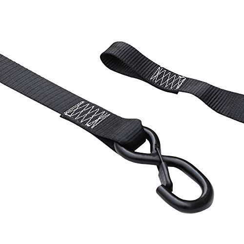 Seamander Motorcycle Tie Down Straps Cam Buckle Tiedown With Spring Loaded Keeper Clip,3333Lb Break Strength (Black(2-Pack)) #TOP2