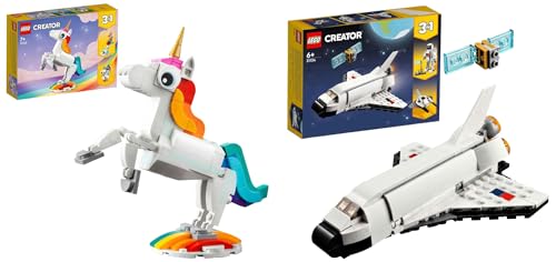 Image of LEGO Creator Magical Unicorn 31140 Building Toy Set (145 Pieces), Multi Color Creator Space Shuttle 31134 Building Toy Set (144 Pieces), Multi Color