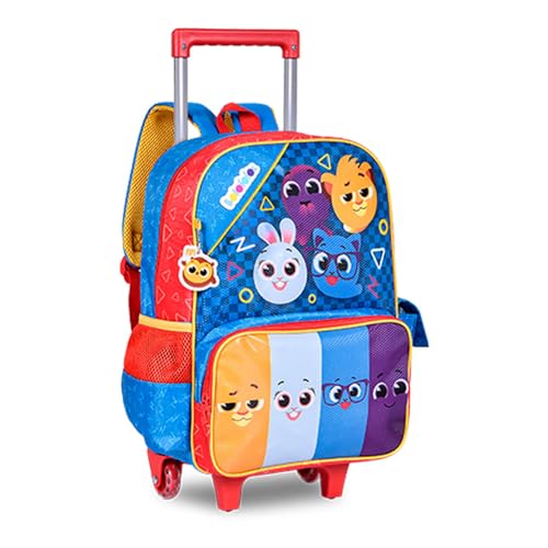 Mochila Infantil com Rodinha, Bolofofos, G, Azul e Vermelho, Clio