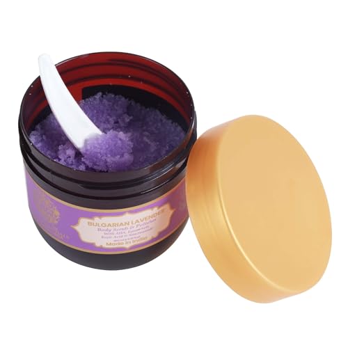 Image of RYLLZ ESSENTIALS Bulgarian Lavender Body Scrub & Polisher | with AHA, Epsom Salt, Kojic Acid, Niacinamide & Glycolic Acid | for Dead Skin Cells, Ingrown Hair & Skin Feeling Smoother /Polished | 200 ml