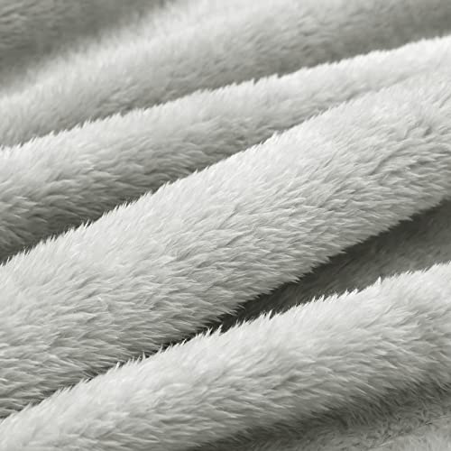 Image of Exclusivo Mezcla Plush Fuzzy Fleece Throw Blanket, Super Soft, Fluffy and Warm Blankets for Couch, Bed, All Season Use (40x50 Inches, Light Grey)