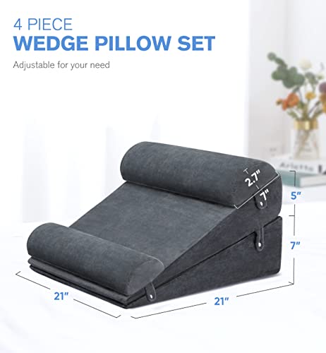Oasisspace Wedge Pillows For After Surgery - 4Pcs Orthopedic Wedge Pillow Set, Memory Foam Sleeping Wedges For Adults, Sitting Pillow For Acid Reflux And Gerd, Adjustable Pillow With Removable Cover #TOP1
