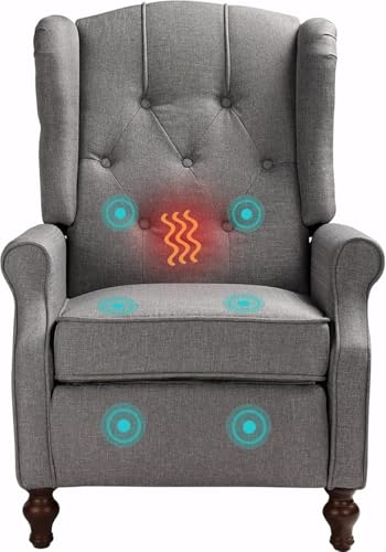 OQQOEE Wingback Recliner with Massage & Heat
