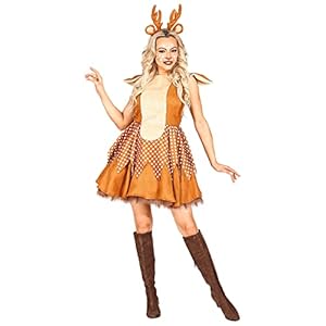 WIDMANN MILANO PARTY FASHION – disfraz de ciervo, vestido con enagua, cornamenta, reno, disfraz de animal, carnaval
