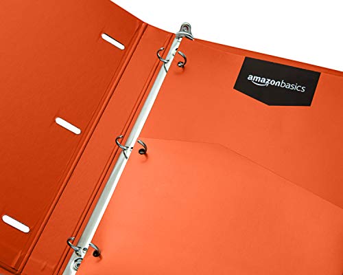 Amazon Basics ¾ Inch 3-Ring Binder Holds 100 Loose-Leaf Paper Sheets 10.5” X 8” or 11” X 8.5”, Metal-Colored Design in Orange and Olive Colors – 2-Pack - Thumbnail 2