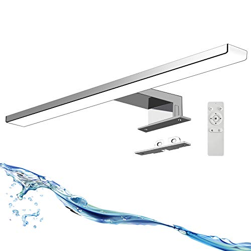UFLIZOGH Lámpara de Espejo Baño regulable LED, 12W 1200LM 40cm Luz Blanco Neutro y luz Cálida con Control remoto Sin Parpadeo IP44 Espejo Frente/Gabinete/Iluminación de Pared