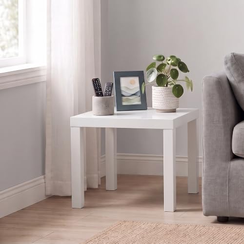 Furinno CLASSIC Modern Coffee Table, Printer Stand, White | 1.8" Triple Thick Square Tabletop, Side Table with 4 Legs, for Living Room, Bedroom, Home Office - image 3