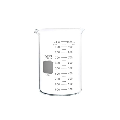 PYREX Griffin - Vaso de vidrio de borosilicato, vaso de medición graduado de forma baja con boquilla, cristalería científica prémium para