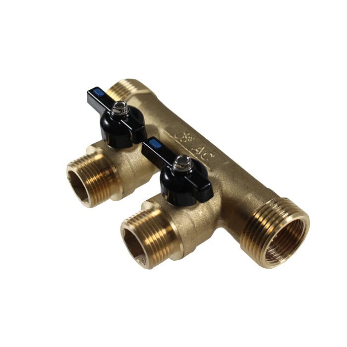 Arcanaute - Collecteur sanitaire avec mini-vannes - Collecteur Mini-vanne 1' (26/34) - 2 Départs Mâle 3/4' (20/27) - Arcanaute