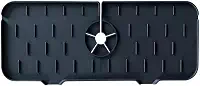 Tapete de Silicone para Pia Cozinha 37x14cm Antimofo, Ajustável, Lavável e à Prova d’Água (Preto)