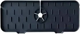 Tapete de Silicone para Pia Cozinha 37x14cm Antimofo, Ajustável, Lavável e à Prova d’Água (Preto)