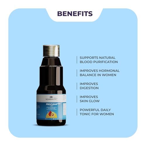 Image of SONARK'S NISARGA HERBS Proclear syrup - Ayurvedic Natural Blood Purifier & Daily Tonic for Women - Supports Glowing Skin, Hormonal Balance & Digestion - with Amla, Turmeric & Aloe Vera, 100% Vegetarian