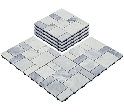 jxgzyy Interlocking Patio Stones - 12'x12' Outdoor Deck Tiles, Easy Snap-Together DIY Outdoor Flooring for Porch, Garden, Pathway, 4PCS Gray Slate (4 sq. Ft)