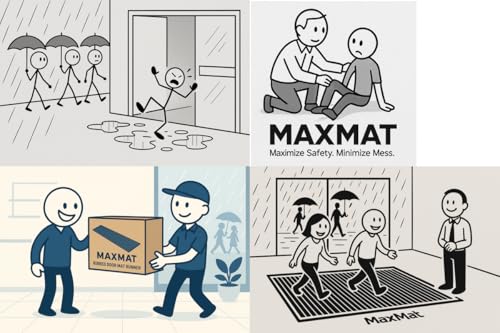 Image of MaxMat Extra Large Commercial Floor Mat, 3 x 5 Feet Heavy Duty Made in USA Commercial Door Mat, Waterproof, Low-Profile, Easy to Clean, Rubber Backing Entry Mudroom Rug (Charcoal Grey)