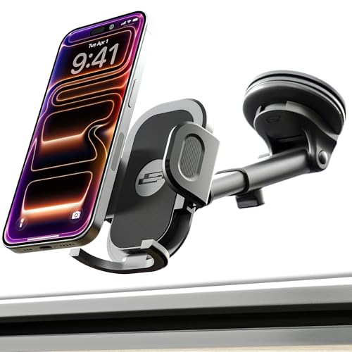 Bracketron TripGrip 2.0 Car Mount 360 Degree Rotation Phone Holder for iPhone Samsung GPS Ultra Strong Vacuum Suction Cup - Support for Dshboard & Windshield Mount