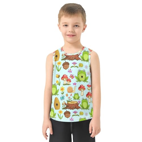 Cartoon Frog Garden Boys Tank Tops Toddler Sleeveless Tank Top Undershirts for Boys,3T2
