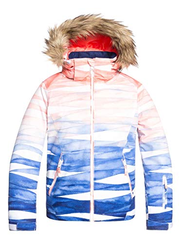 Roxy Jet Ski-Chaqueta para Nieve para Chicas 8-16, Niñas, Mid Denim Yumi Yamada Print, 12/L