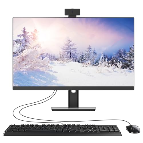 Image of 24 inch All-in-One Desktop Computer PC, FHD Display Monitor i5 Quad-Core Processor, 8GB, 512GB SSD, Dual-Band Wi-Fi, Bluetooth, 6 USB, HDMI, VGA for Office Gaming Home Study