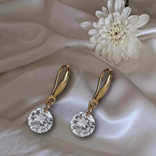 Image of Nilu's Collection Enchanting Light Weight Cubic Zircon Crystal Drop Earrings for Women and Girls, for Daily Use, Office Use