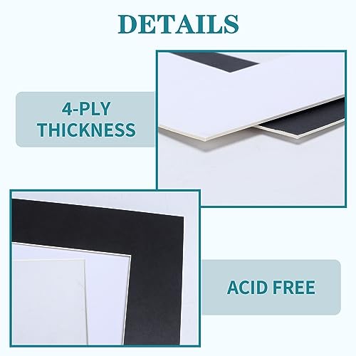 image for ZBEIVAN 12 Packs White and Black Colors 11x14 Picture Frame Mats for 8