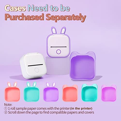 Memoking Mini Printer T02 Bluetooth Inkless Instant Photo Printer, Small Thermal Pocket Sticker Printer, Portable Mobile Phone Picture Printer, for Kids Birthday, Children, White