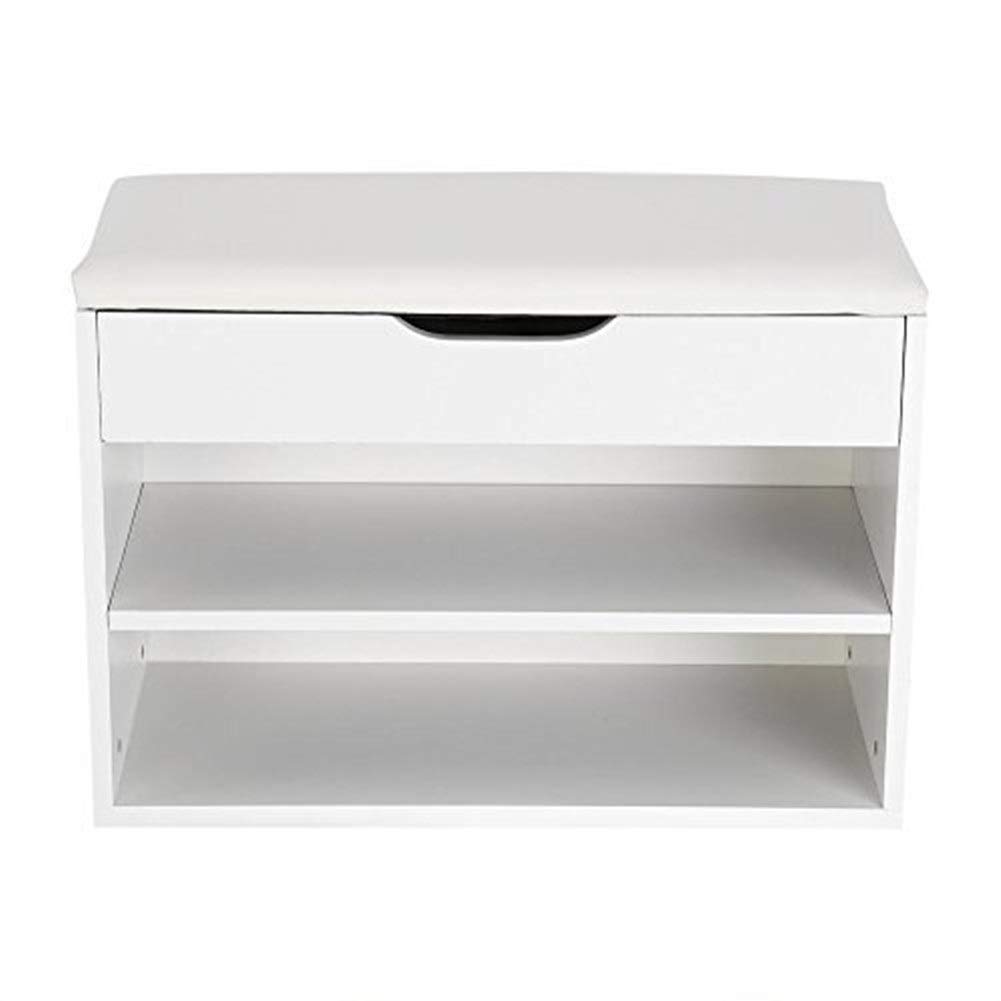 LMCLJJEntryway Shoe Rack with Cushioned Seat Storage Bench w/Faux Leather Top Bed Bench