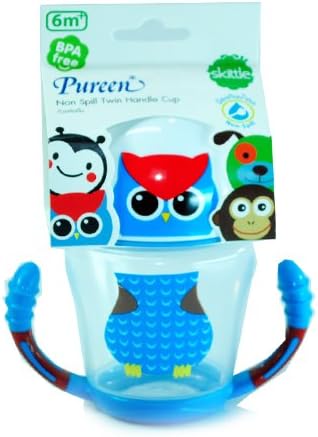 New Pureen Skittle Baby Non Spill Twin Handle Cup BPA Free for 6 months+ (Owl)