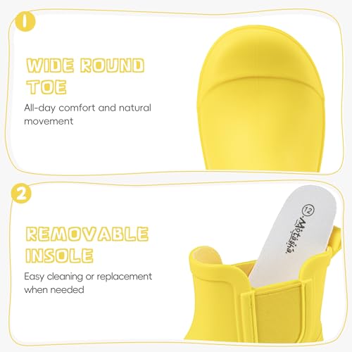 Motasha Kid Rain Boots Toddler Boy Size 11 Girls' Rain Boot Waterproof Chelsea Rainboots Rubber Little Kids 6 Year Old Lightweight Outdoor Farm Muddy Park (M7801 Yellow 11) by Motasha - Image 5