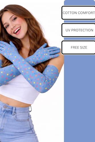 Image of Women's Driving Gloves, Printed Cotton Full Hand Summer Gloves for Protection from Sun Burn /Heat /Pollution (Pack of 1 Pair)