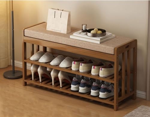 Banc de Rangement à Chaussures avec Siège Rembourré Double Couche - 7
