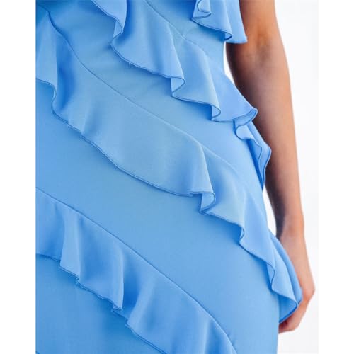 Image of Women Summer Elegant Sling Midi Ruched Bodycon Dress Solid Color Backless Slim Party Cocktail Dresses
