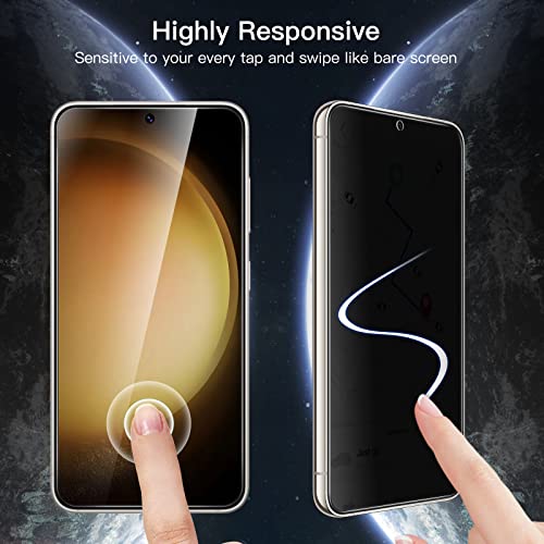 Image of JETech Privacy Tempered Glass Screen Protector Guard for Samsung Galaxy S23 5G with Camera Lens Protector, Anti-Spy, Fingerprint ID Compatible, 2-Pack Each