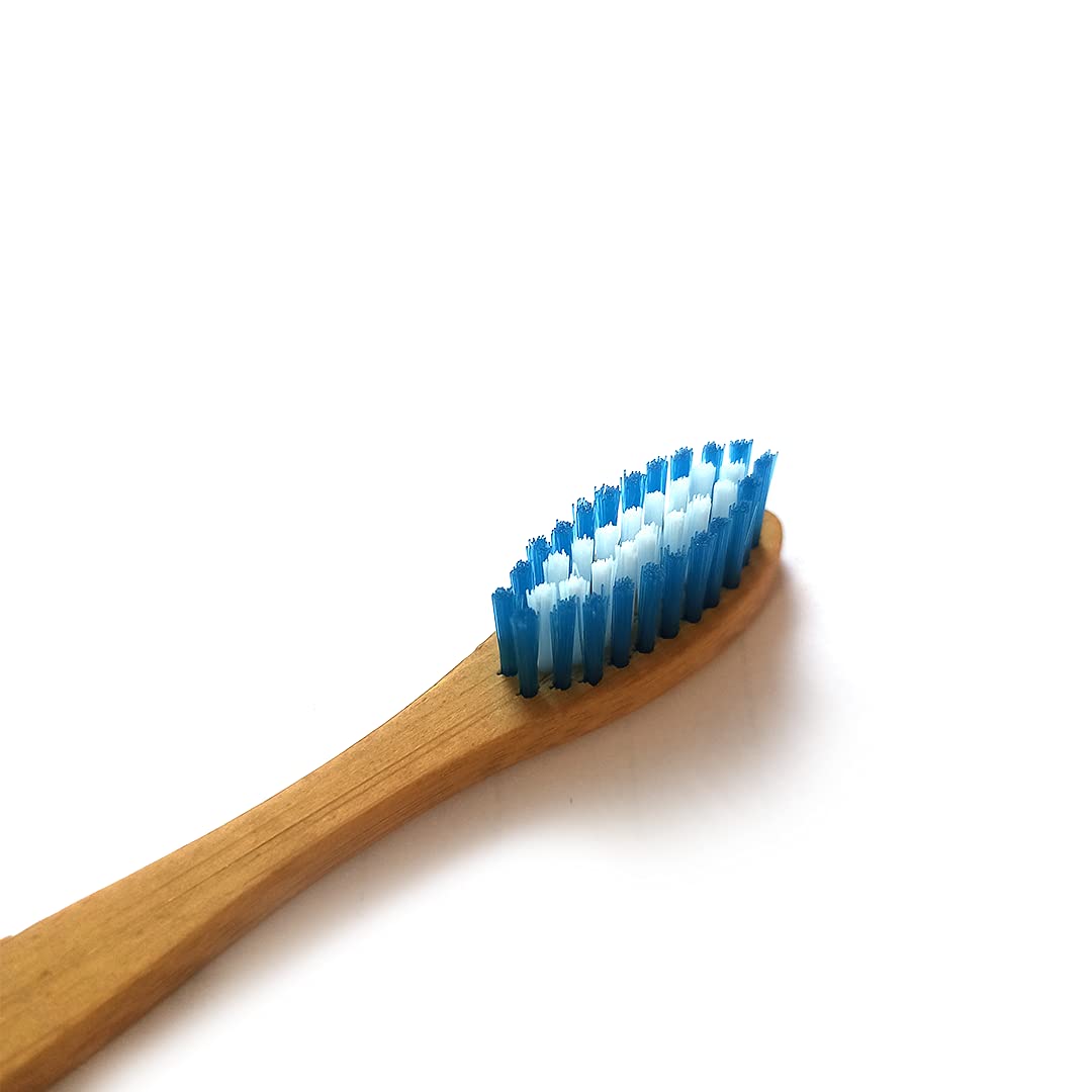 BambooIndia Bamboo Toothbrush Pack of 2 | Wooden Toothbrush for Adults | Soft BPA-Free Dual Charcoal Black & Blue Bristles | 100% Eco-Friendly Biodegradable Natural Handle - Image 6 thumbnail