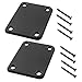 Hordion 2 Pack Guitar Neck Plate, Metal Neckplate Replacement Electric Guitar Parts with Crews, Black