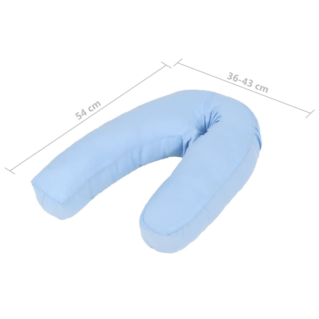 Schwangerschaftskissen J-förmig 54x(36-43) cm Blau Mikrofaser mit Baumwoll-Füllung Abnehmbarer Bezug Waschbar Stillkissen Lagerungskissen Seitenschläferkissen Bauchstütze
