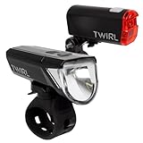 Fahrradlicht Set, mit Batterieanzeige, leicht, Fahrradlampe, Fahrradlicht, EOS 30 LED von TWIRL, Schwarz