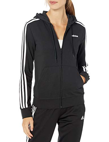 adidas Essentials Women's 3-Stripes Hoodie, Black/White, X-Large