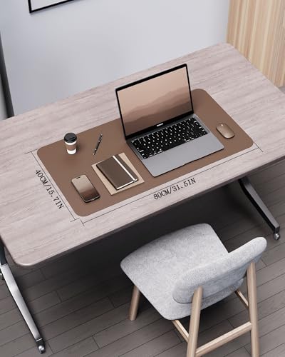 Image of YSAGi Double-Sided Desk Pad, 31.5 inchx15.7 inchLeather Desk Mat, Eco Cork Desk Pad Protector,Large Mouse Pad,Waterproof Desk Blotter for Office /Home(Coffee)