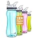 Produktbild AceCamp Tritan-Trinkflasche, BPA-frei, Sportflasche, Trink-Trinkhalm, 350 ml, 550 ml, 750 ml, Deckel (2 x Blau 550 ml, 550 ml, 550 ml)