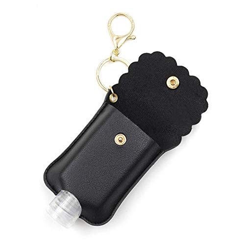 Preisvergleich Produktbild Tragbare Quetschflasche, leere, auslaufsichere Kunststoff-Reise-Flasche mit Leder-Schlüsselanhänger-Halter für Handdesinfektionsmittel, ätherisches Öl, nachfüllbare Flaschen-Clips zur Reisetasche