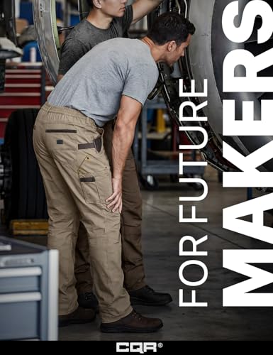 Image of CQR Men's Quick Dry Work Pants, Water Resistant Outdoor Tactical Pants, Lightweight Stretch Cargo Hiking Pants