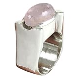 Handgefertigter Schmuck aus massivem Sterlingsilber, Rosenquarz-Edelstein, Tribal Ringe, Statement-Bandring, klassischer Ring, antiker Ring, Geschenke Herren Damen, Oktober-Geburtsstein (Rosenquarz)