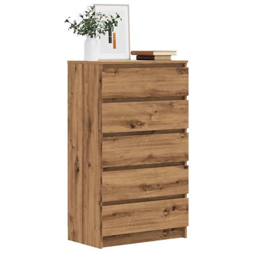Vetnasa Cajonera de Madera de ingeniería Roble Artisan 60x36x103 cm Mobiliario, Armarios y Almacenamiento, Aparadores Marrón 29,48 KG