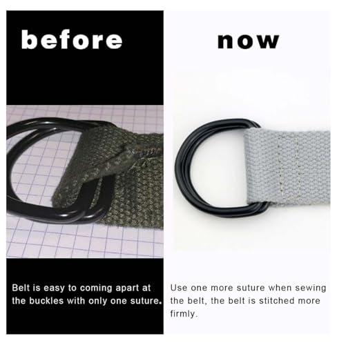 Canvas Belt 2pc Set - Black Double Ring Buckle Web Belts for Men & Women - Fits Up to 35" Waist - Military & Casual Style3