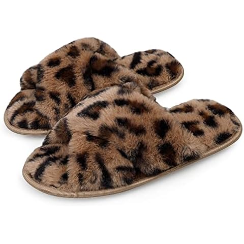 LARGERED Fluffy Crossover Slippers for Women Cover