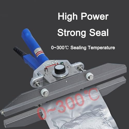 Sellador térmico de mano para sellado de bolsas, control de temperatura ajustable hasta 300 °C, ancho de sellado de 10 mm, diseño portátil para bolsas de papel de aluminio y kraft